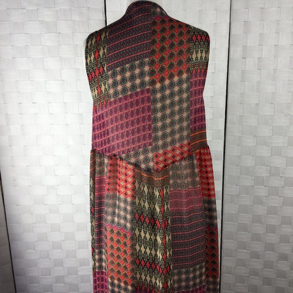 Sans Souci Boho Print Sheer Duster, Size Small - Picture 3 of 9